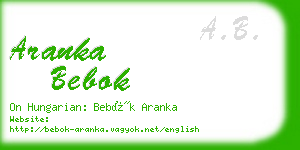 aranka bebok business card